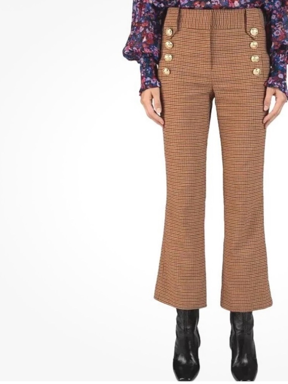 Derek Lam 10 Crosby Corinna Hi-Rise Flare Houndstooth Pant